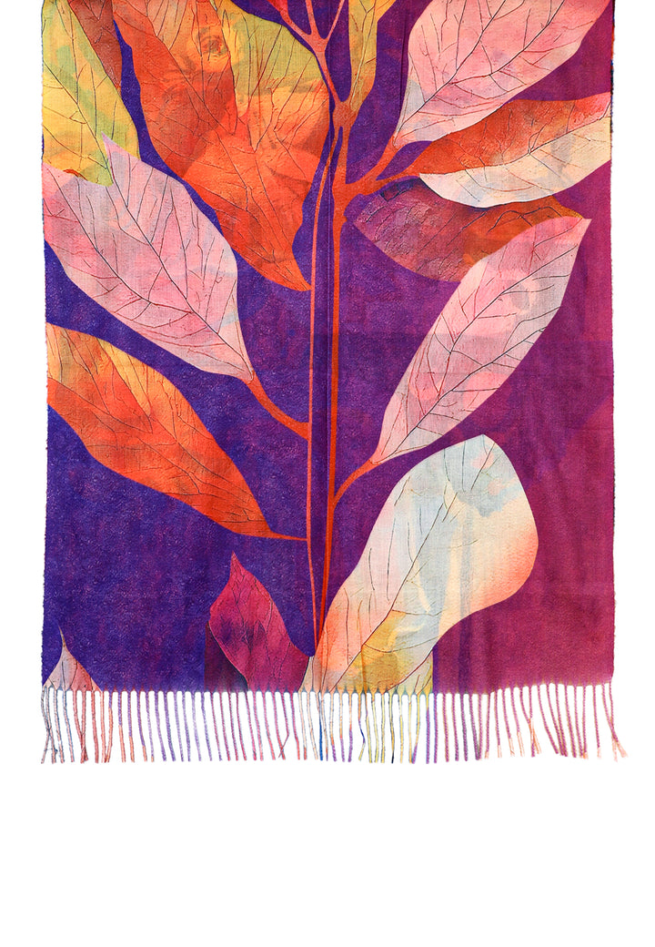 sciarpa foulard con frange colore fucsia