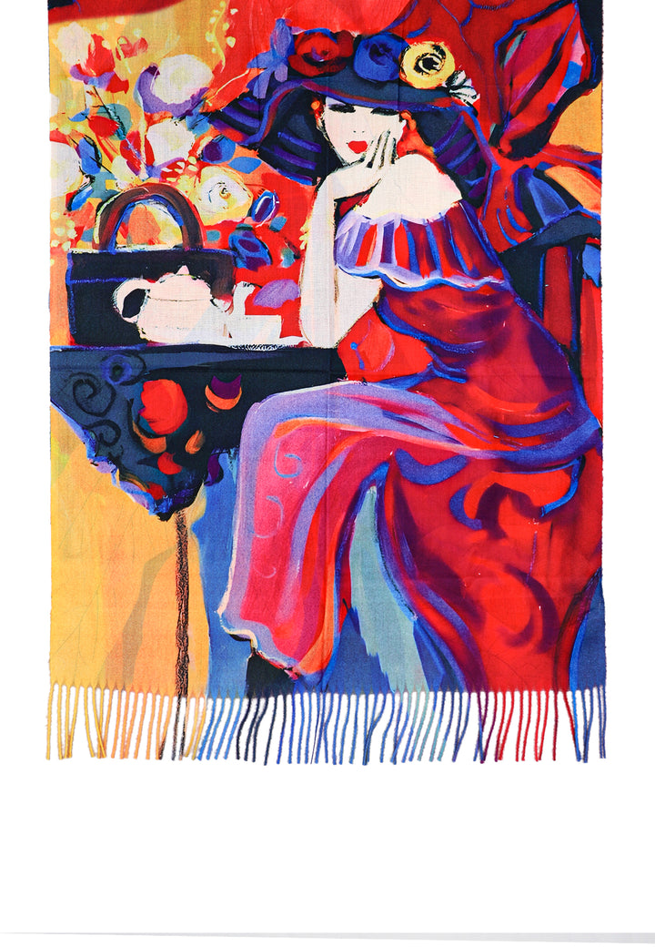 sciarpa foulard con frange colore fucsia