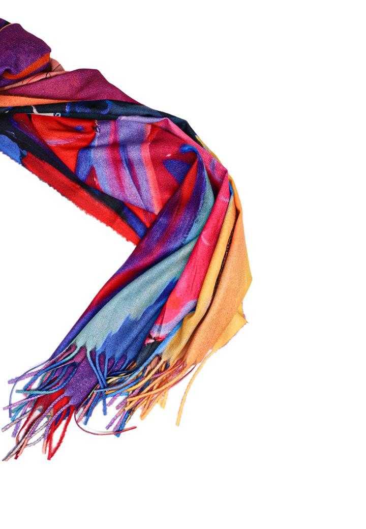 sciarpa foulard con frange colore fucsia