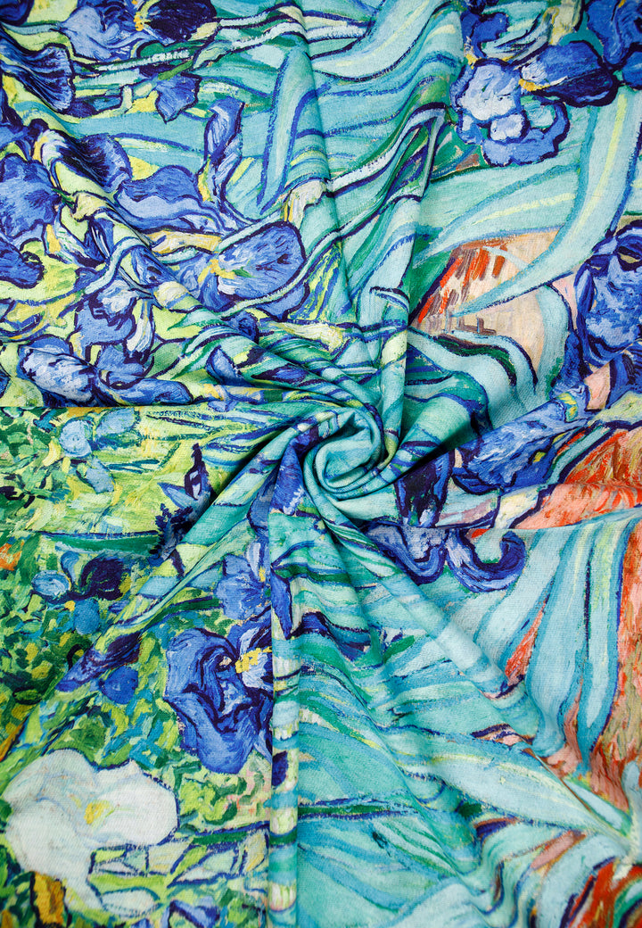 sciarpa foulard con frange colore blu