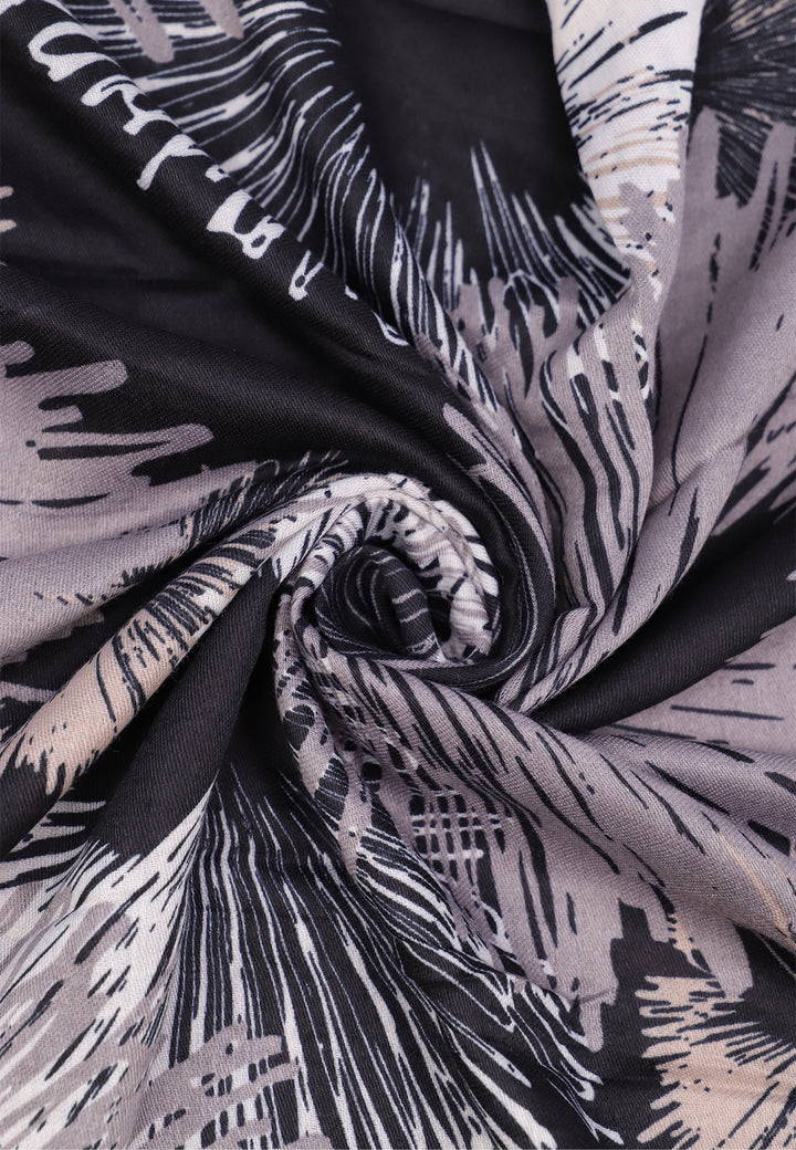 sciarpa foulard con trama astratta colore nero e grigio