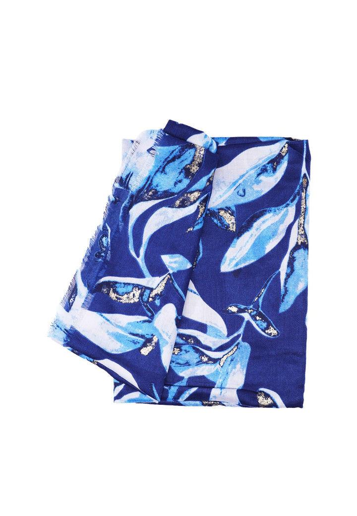 Sciarpa foulard motivo floreale colore blu