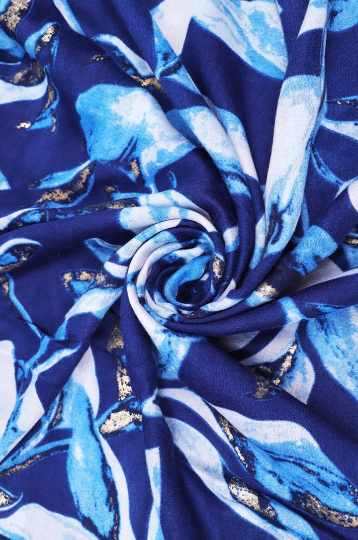 Sciarpa foulard motivo floreale colore blu