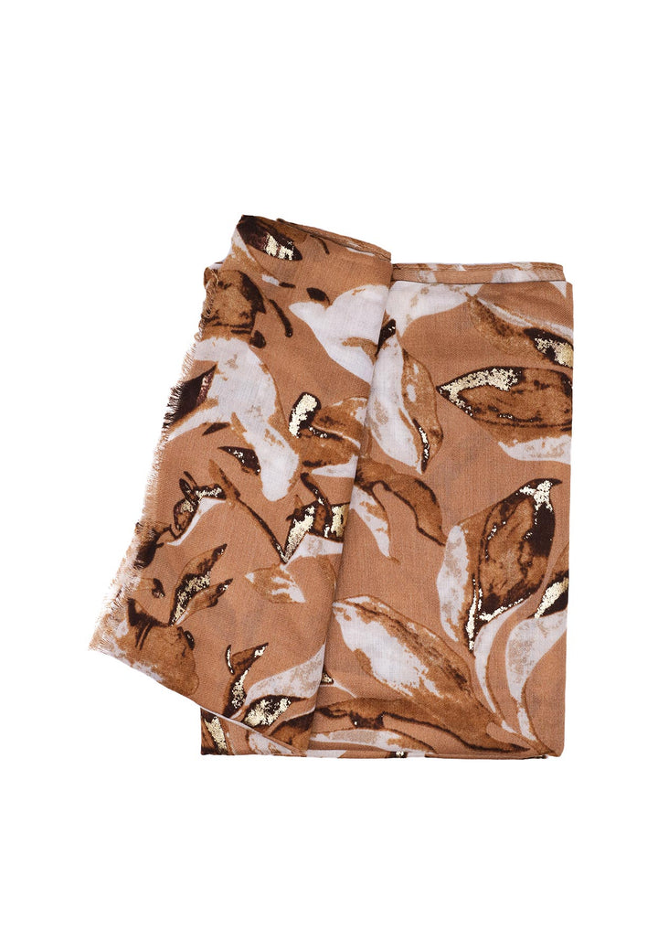 Sciarpa foulard motivo floreale colore marrone