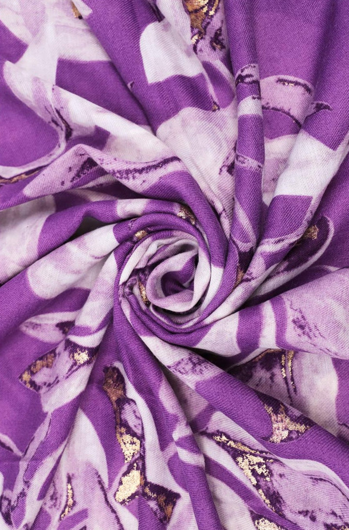 Sciarpa foulard motivo floreale colore viola