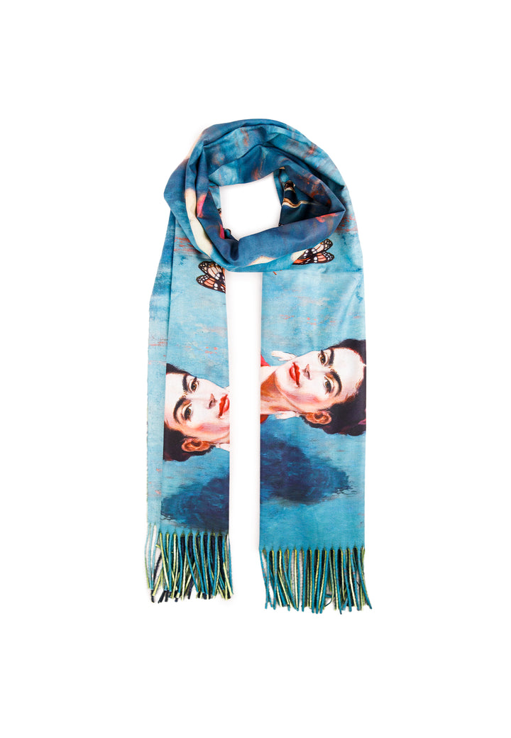 sciarpa in pura viscosa con disegno queen helena blu