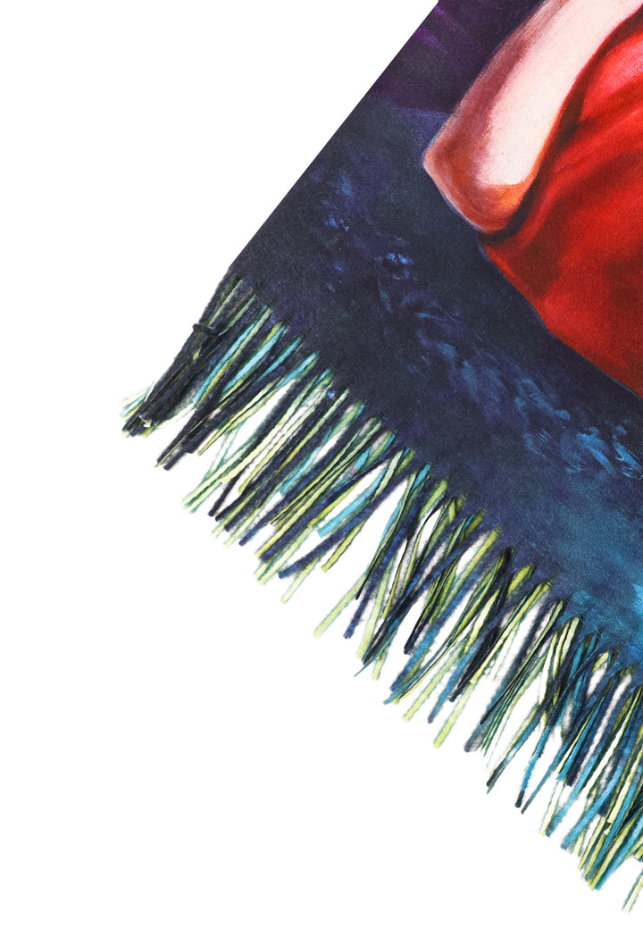 sciarpa in pura viscosa con disegno queen helena blu