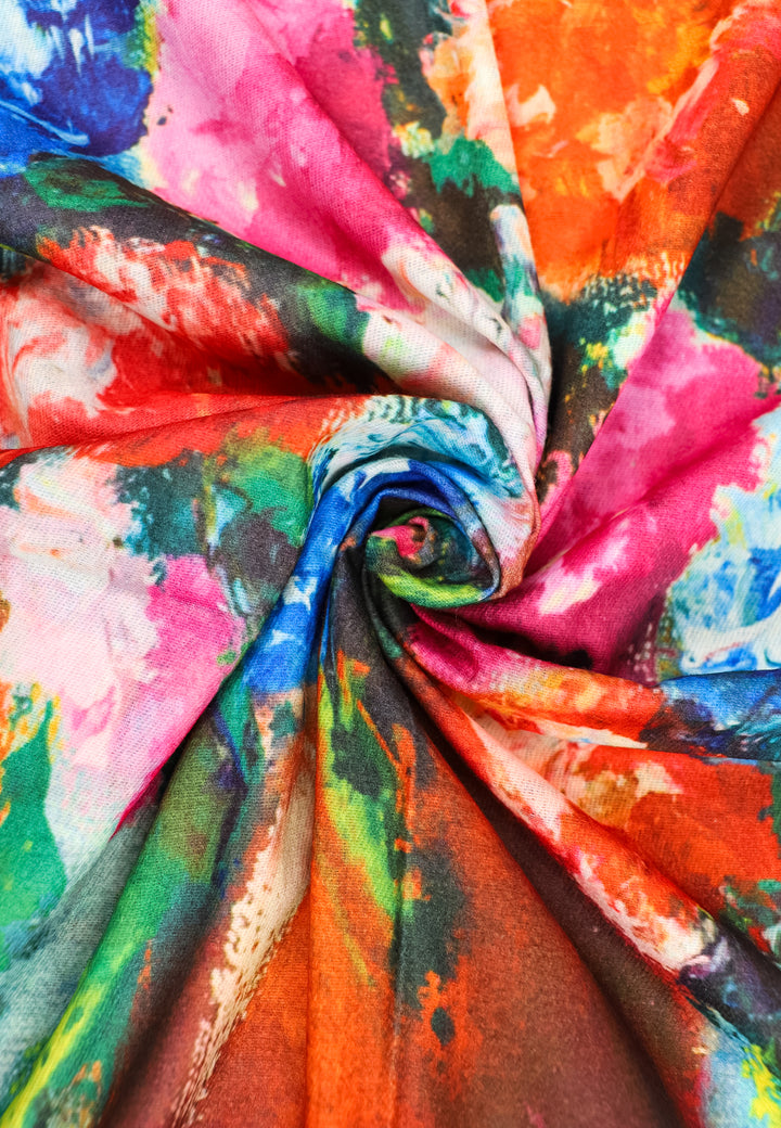 sciarpa in pura viscosa con disegno queen helena blu