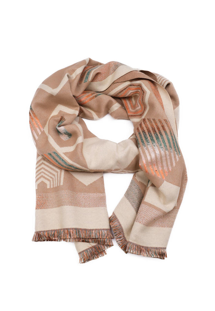 sciarpa pashmina con frange colore beige