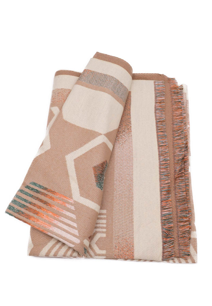 sciarpa pashmina con frange colore beige