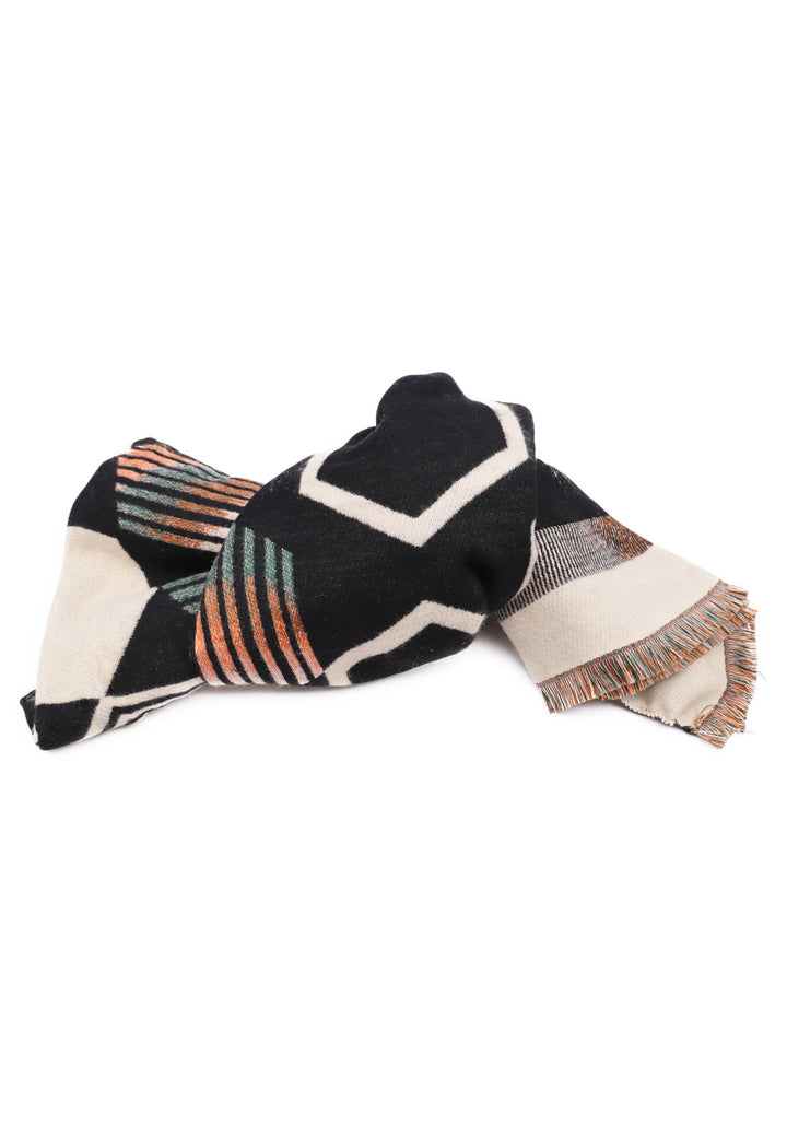 sciarpa pashmina con frange colore nero