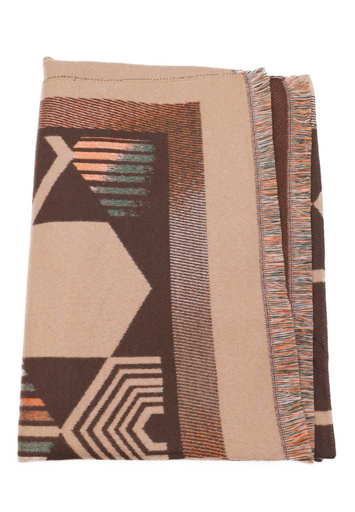 sciarpa pashmina con frange colore marrone