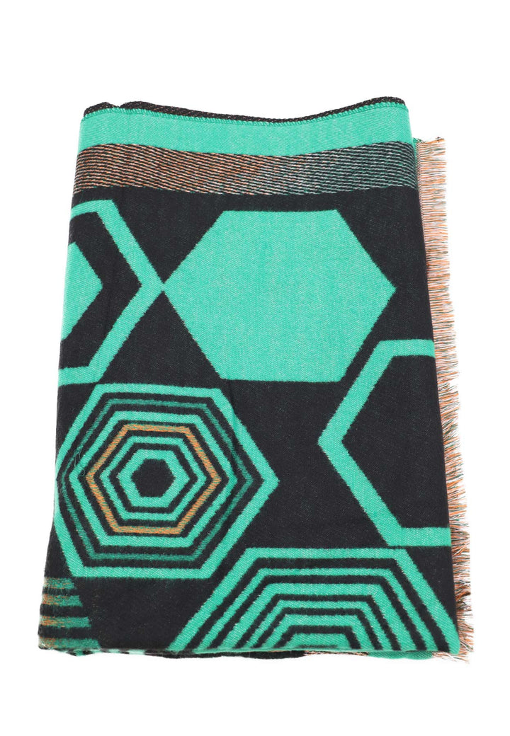 sciarpa pashmina con frange colore verde