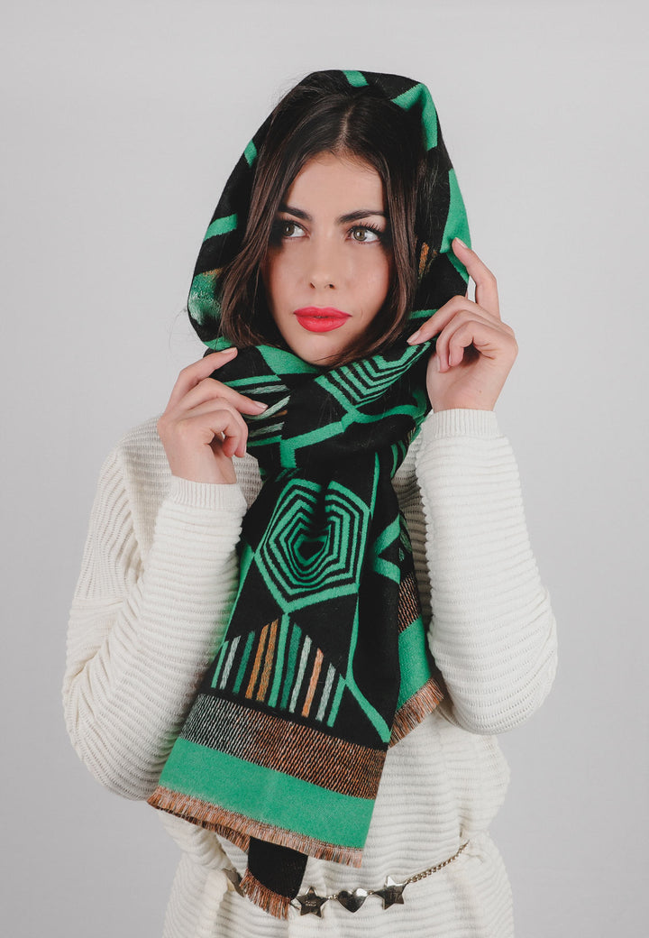 sciarpa pashmina con frange colore verde