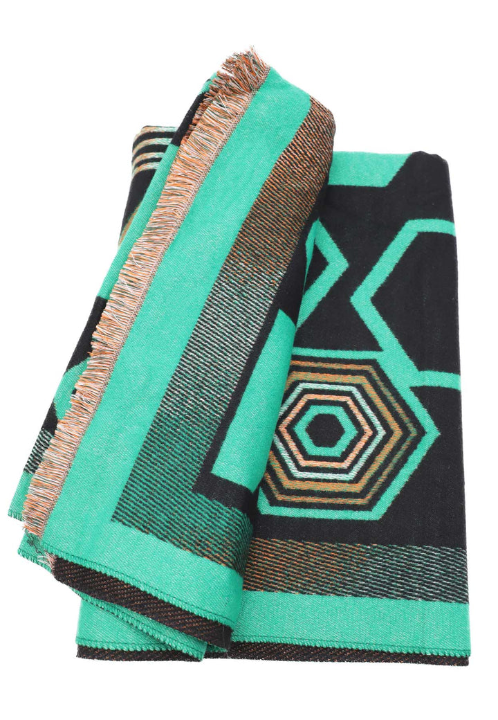 sciarpa pashmina con frange colore verde