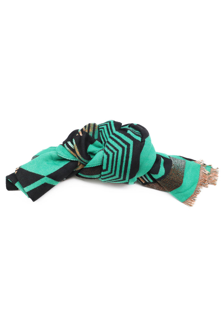 sciarpa pashmina con frange colore verde