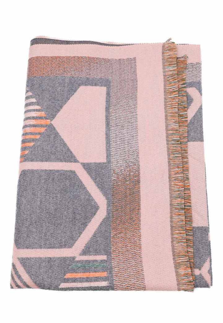 sciarpa pashmina con frange colore rosa e grigio