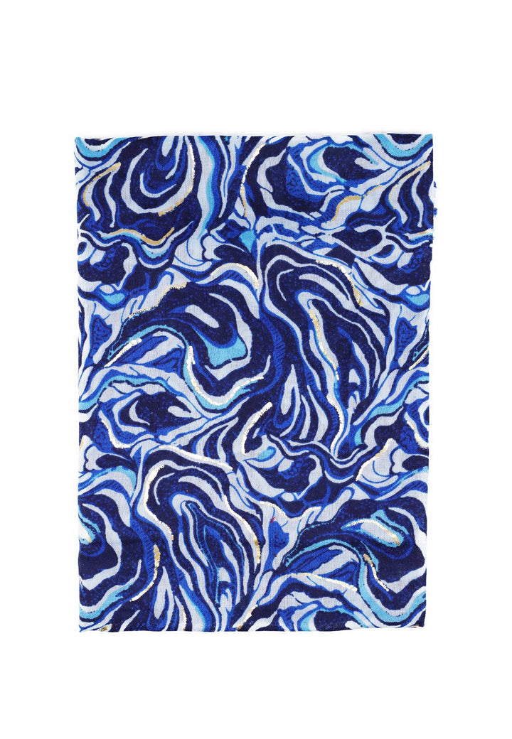 sciarpa foulard pashmina con stampa astratta colore blu