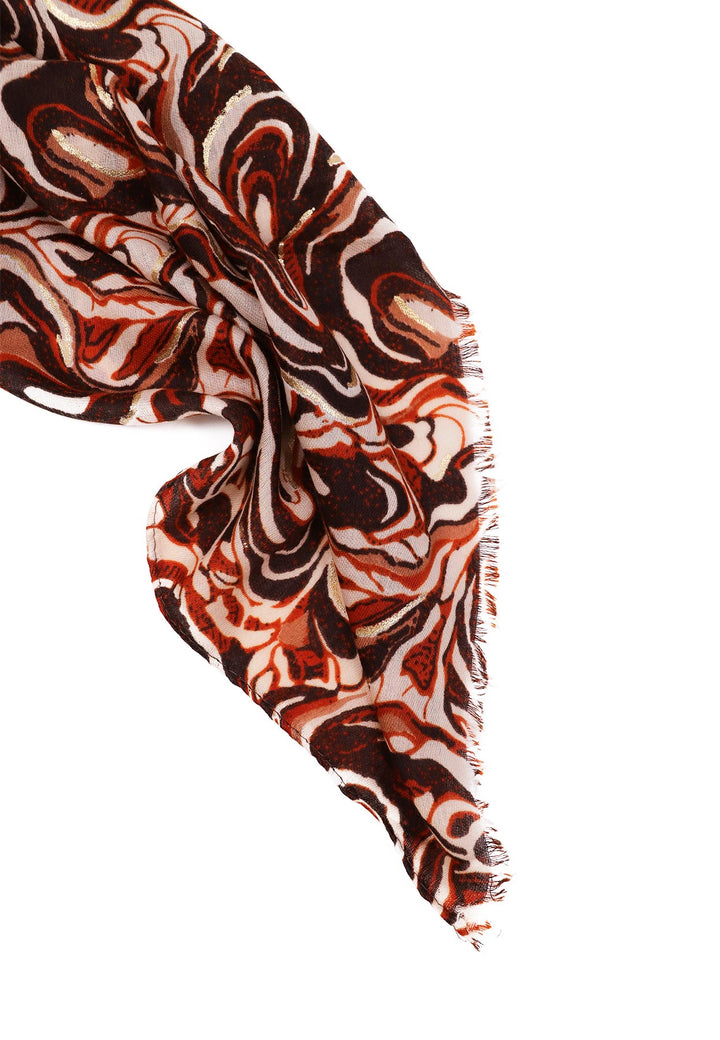 sciarpa foulard pashmina con stampa astratta colore beige e arancione