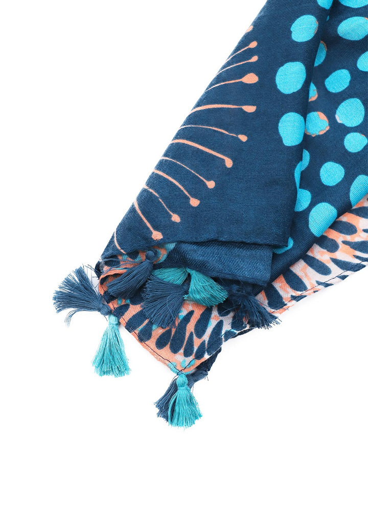 sciarpa foulard da donna in 100% viscosa fantasia colore blu