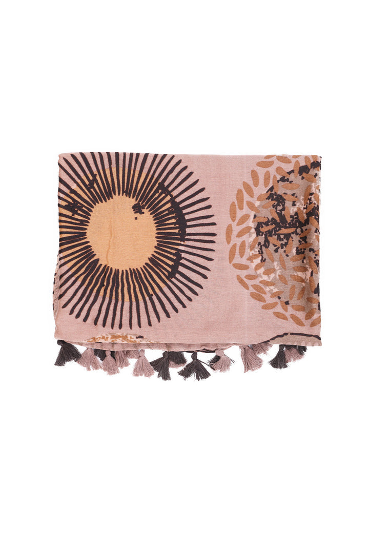 sciarpa foulard da donna in 100% viscosa fantasia colore marrone