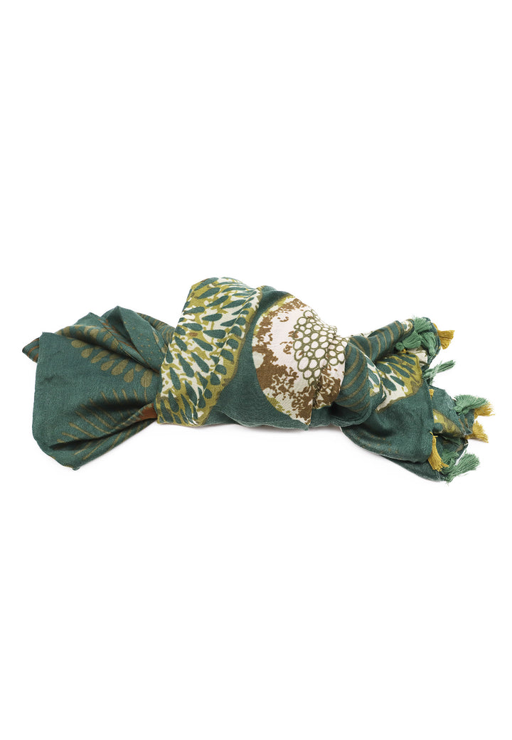 sciarpa foulard da donna in 100% viscosa fantasia colore verde