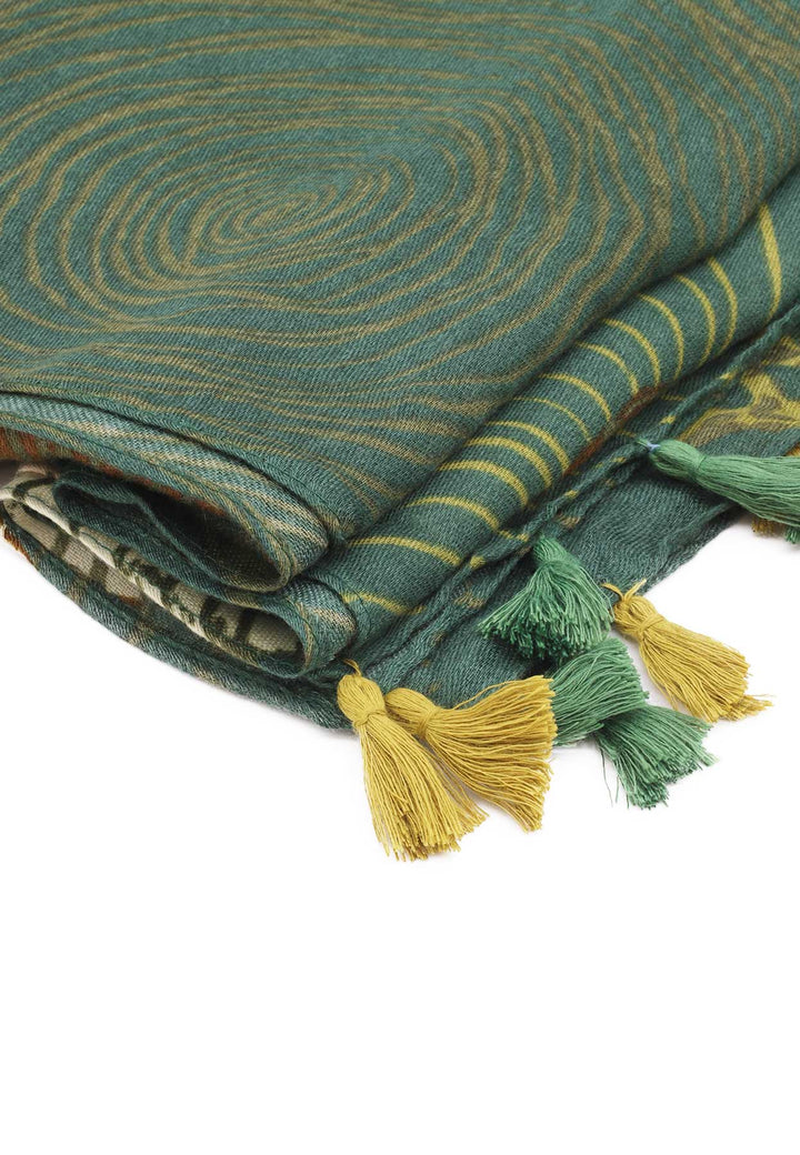 sciarpa foulard da donna in 100% viscosa fantasia colore verde