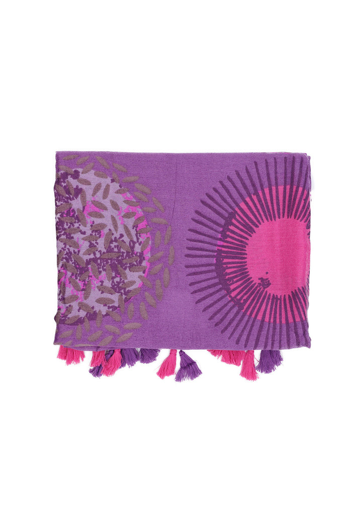 sciarpa foulard da donna in 100% viscosa fantasia colore purple