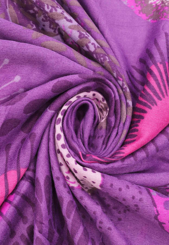 sciarpa foulard da donna in 100% viscosa fantasia colore purple