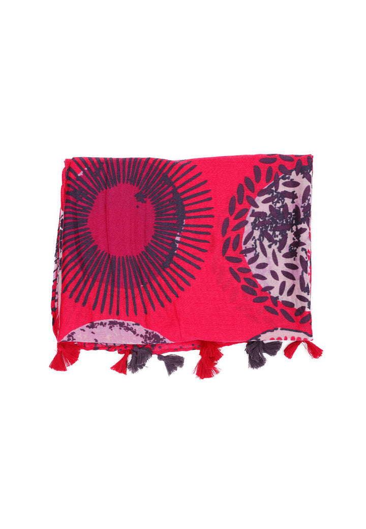 sciarpa foulard da donna in 100% viscosa fantasia colore red