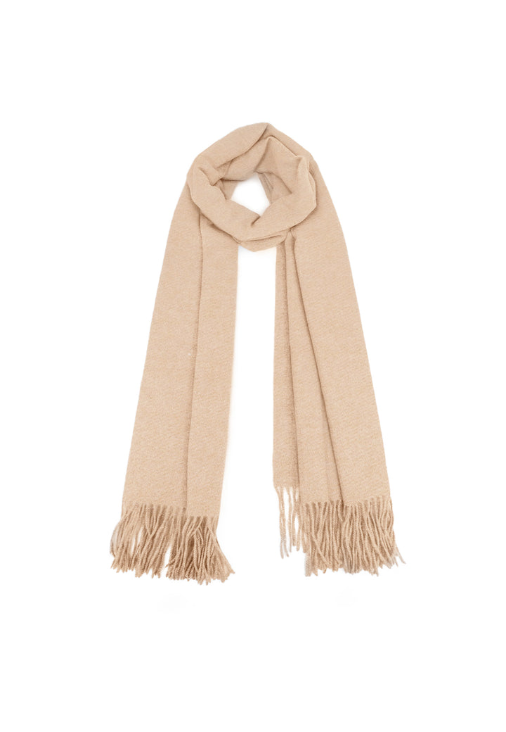 Sciarpa foulard con frange colore beige