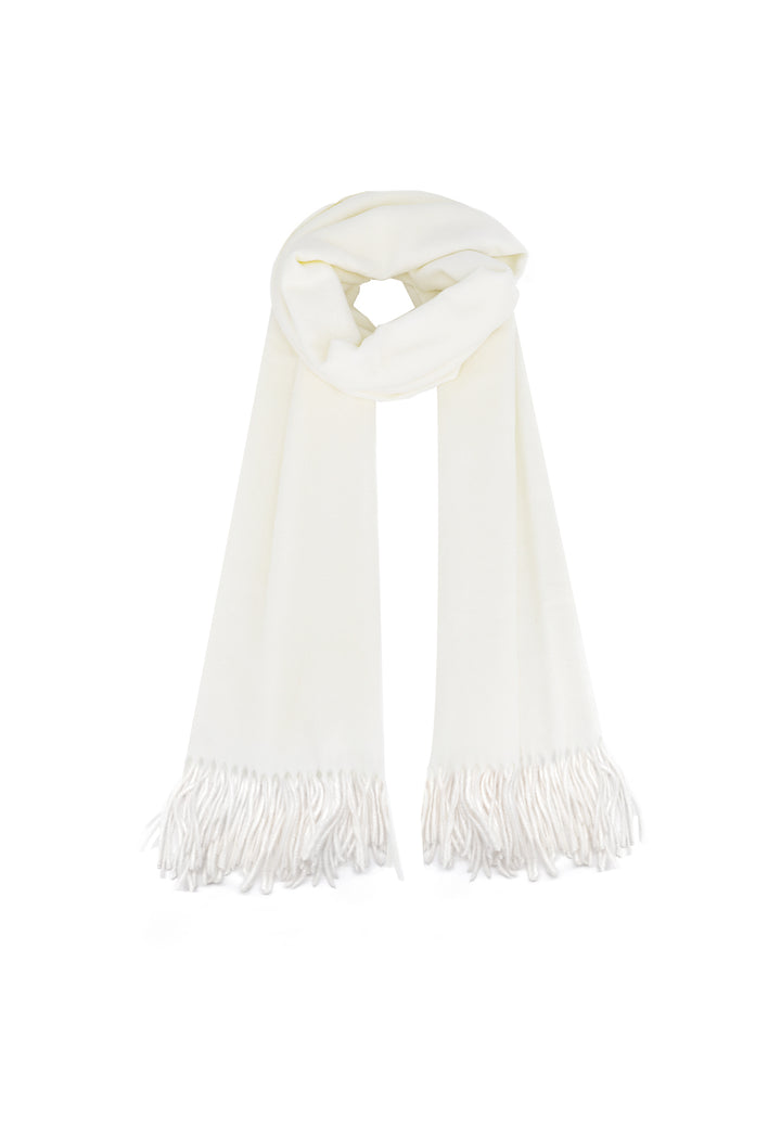 Sciarpa foulard con frange colore bianco