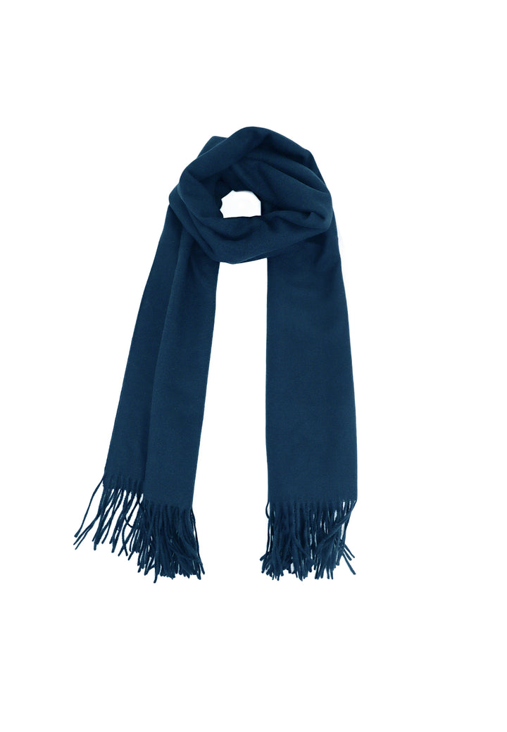 Sciarpa foulard con frange colore blu