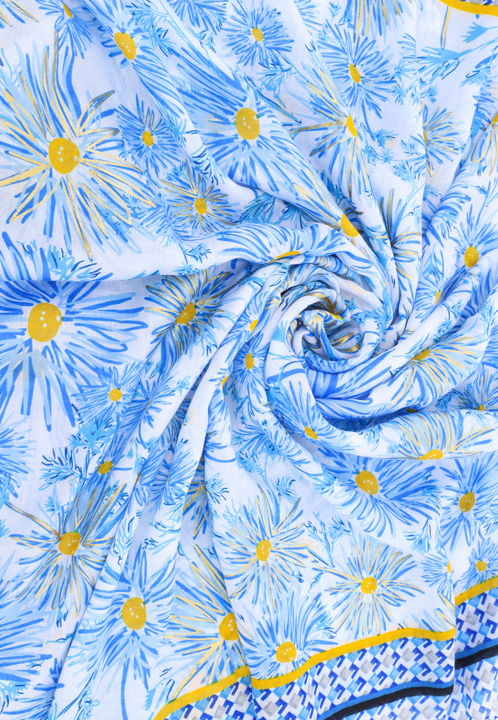 sciarpa leggera foulard da donna con fantasia floreale colore blu