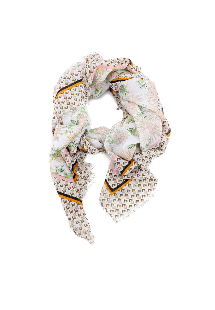 sciarpa leggera foulard da donna con fantasia floreale colore crema
