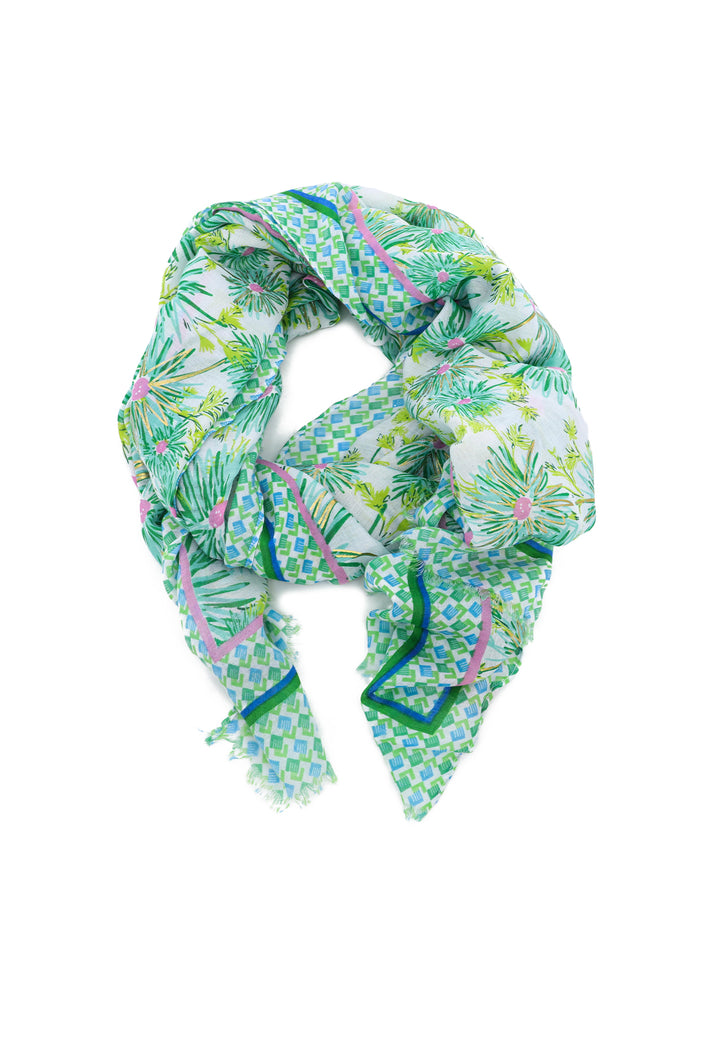 sciarpa leggera foulard da donna con fantasia floreale colore verde
