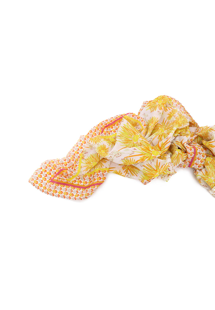 sciarpa leggera foulard da donna con fantasia floreale colore arancione