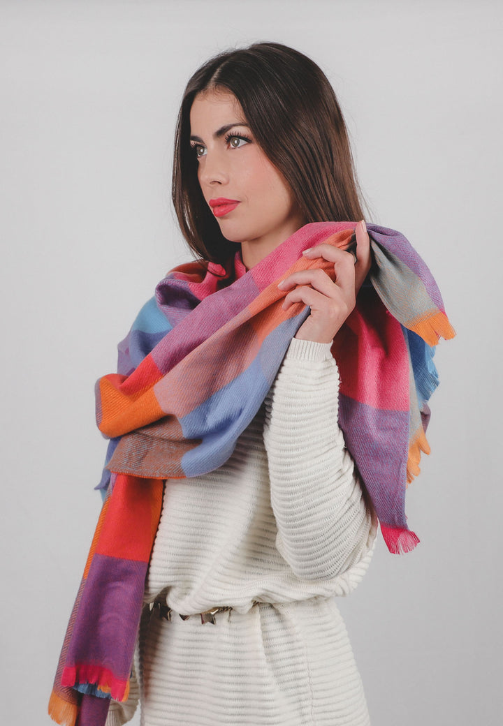 sciarpa foulard pashmina colore fucsia e multicolore