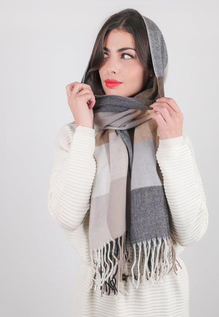 sciarpa foulard pashmina colore grigio e toni neutri
