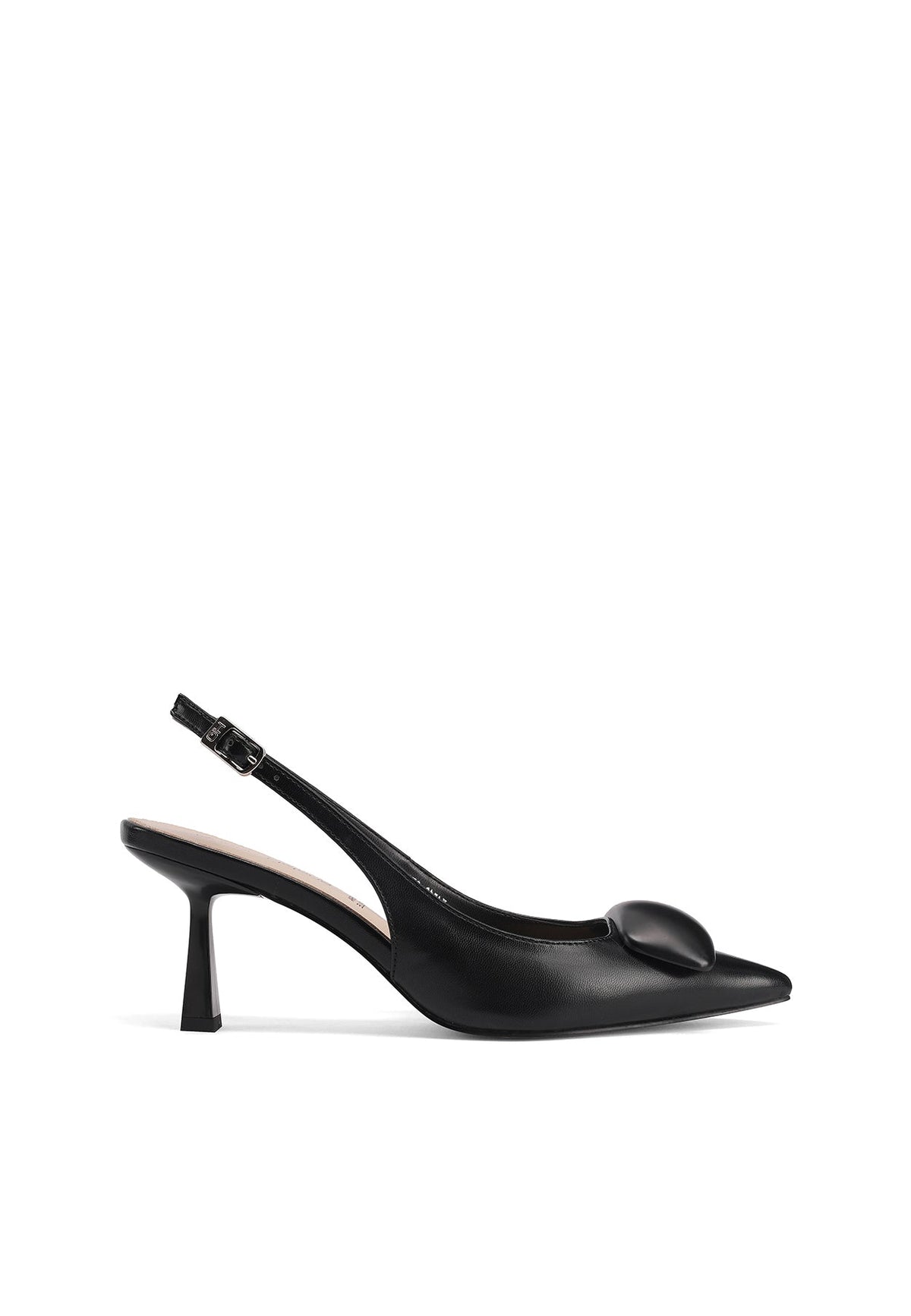 Dècolletè Slingback nera a punta verniciata con cinturini K3668