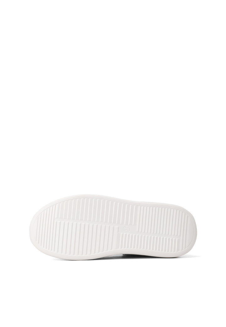 Sneakers da donna in camoscio cammello con sherpa panna, logo metallico e suola platform bianca