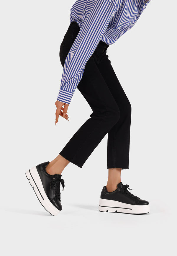 sneakers da donna nere con suola platform queen helena x33-10