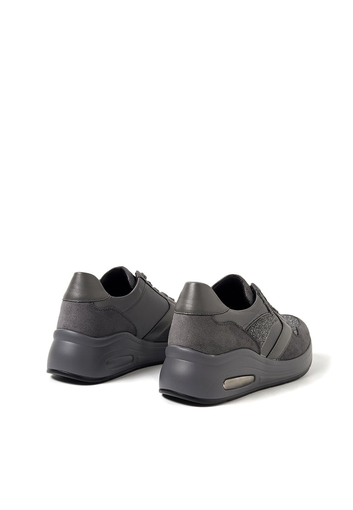 sneakers da donna con platform e brillantini colore grigio