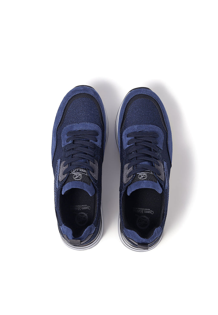 sneakers da donna con platform e strass colore blu