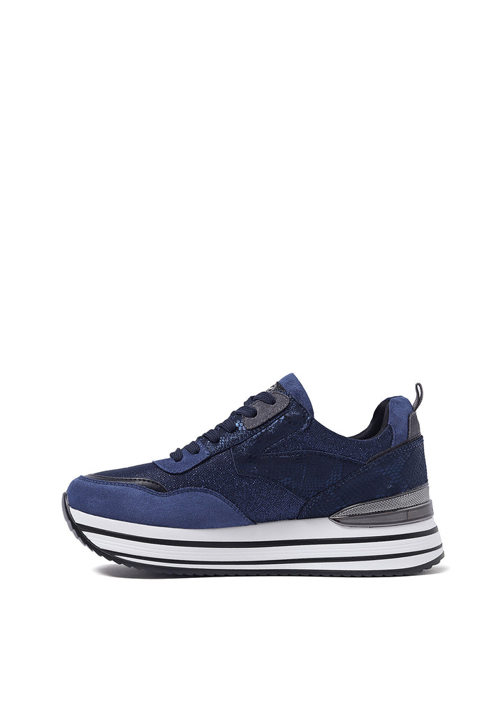 sneakers da donna con platform e strass colore blu