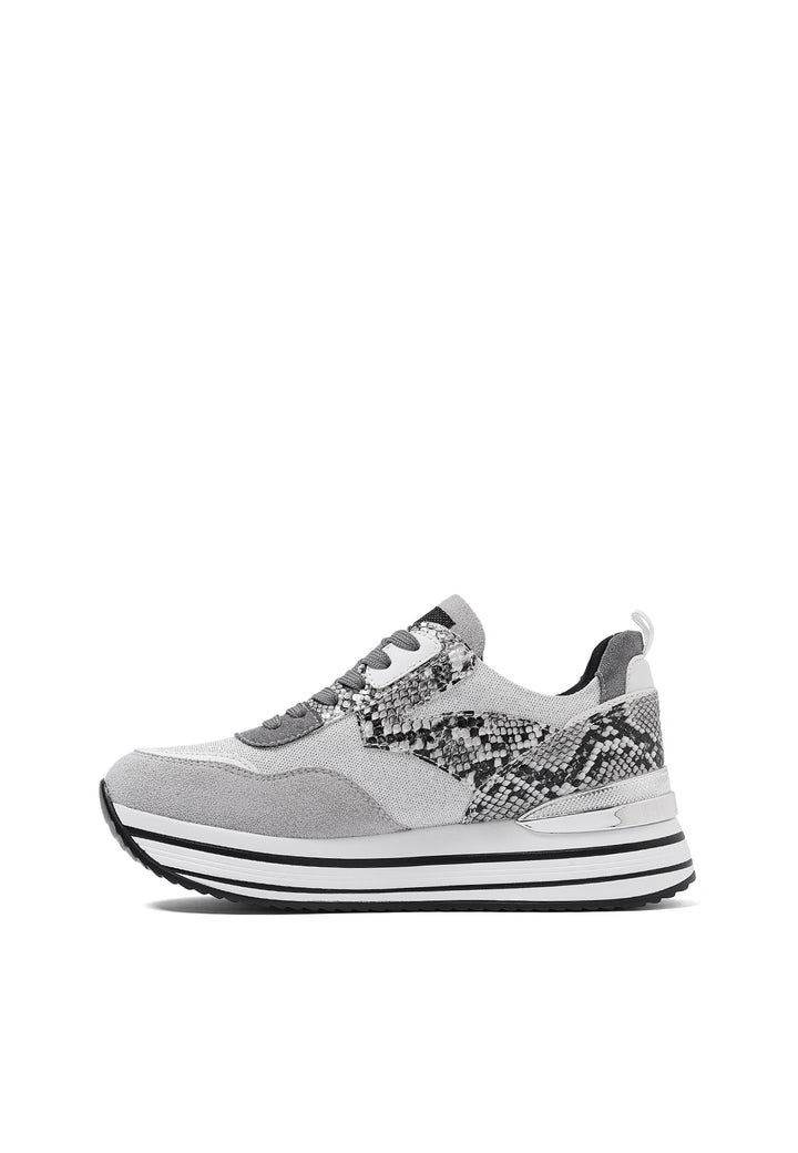 sneakers da donna con platform e strass colore grigio
