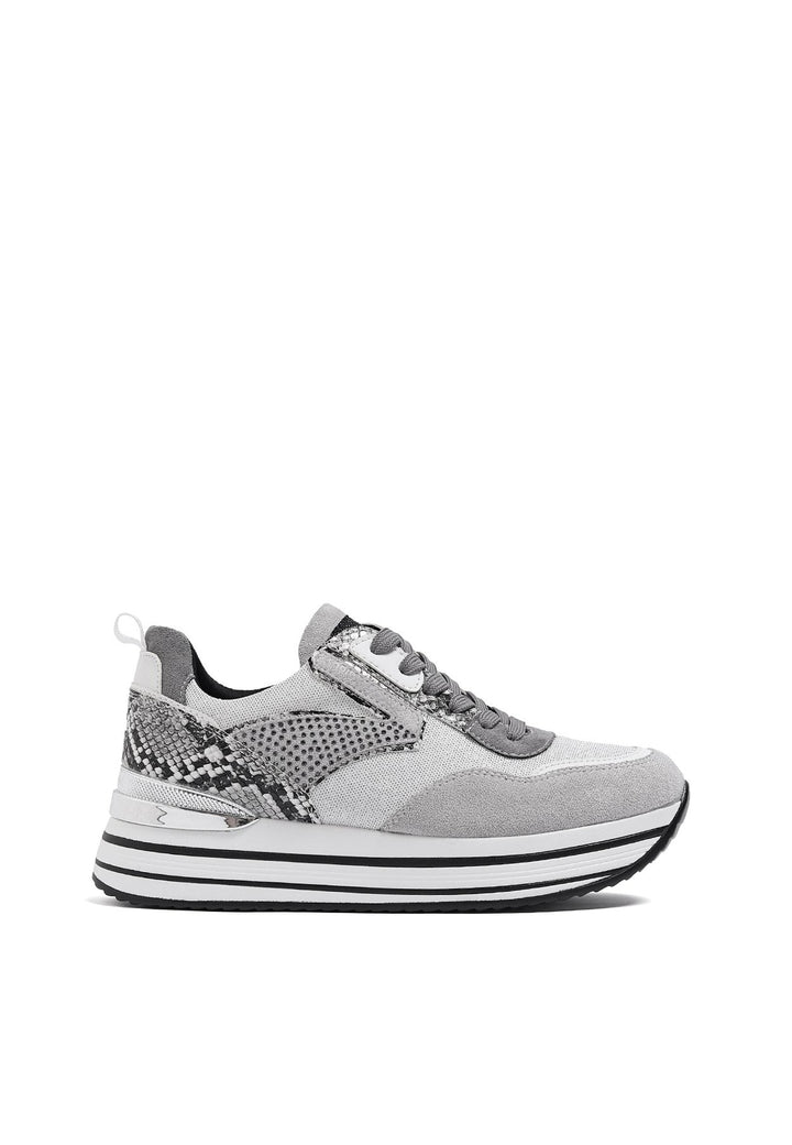 sneakers da donna con platform e strass colore grigio