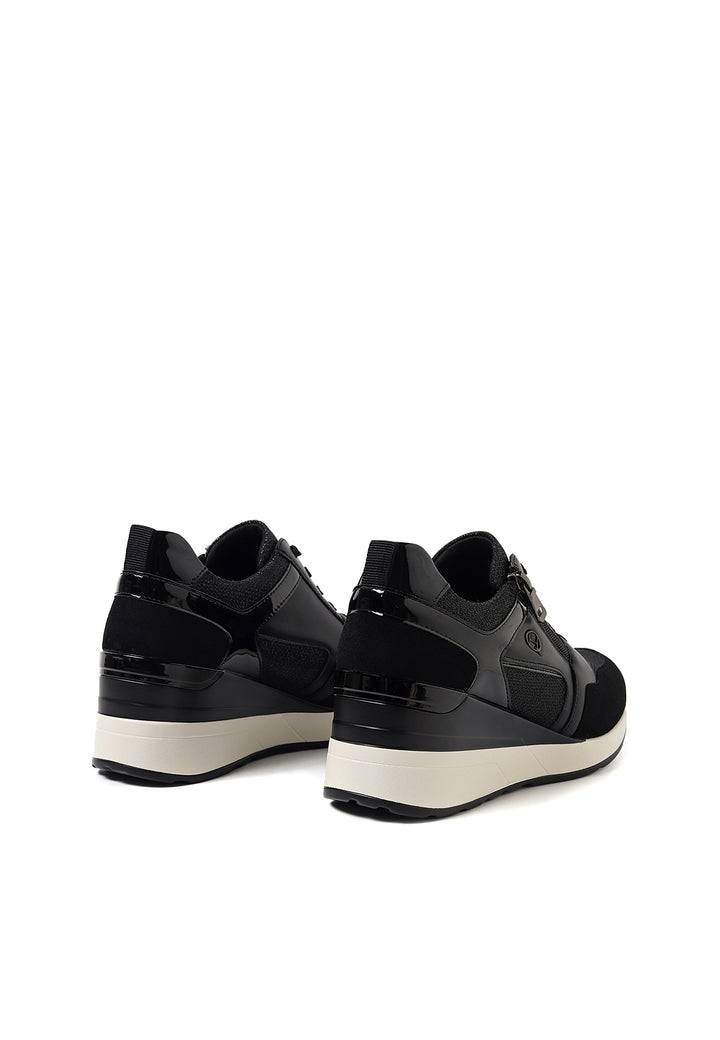 sneakers stringate da donna colore nero con platform e zip