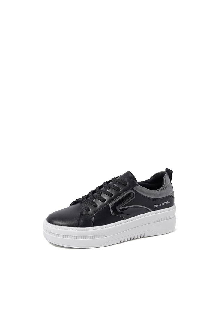 sneakers stringate da donna colore pewter con platform