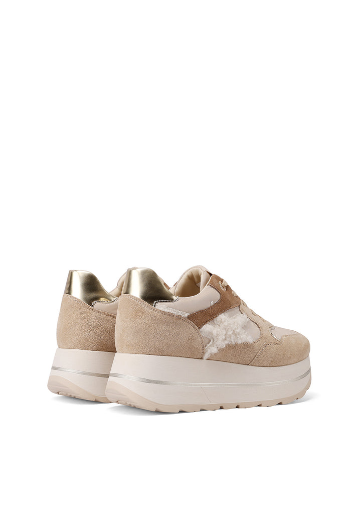 Sneaker da donna in microfibra multicolor con suola platform alta e punta tonda
